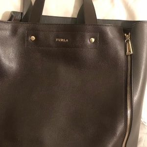 Authentic Furla Two Tone Tote with zipper details